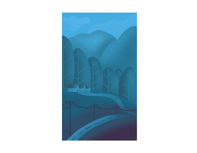 A landscape with a monochromatic palette. blue illustration landscape monochromatic nature procreate