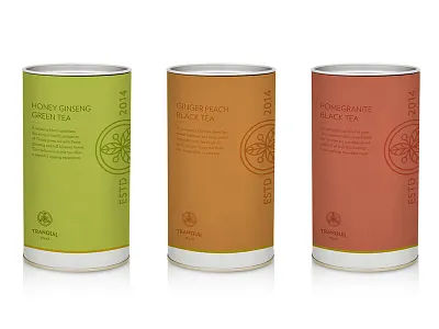 Tranquil Packaging black company ginger green mockup packaging peach pomegranate tea tranquil