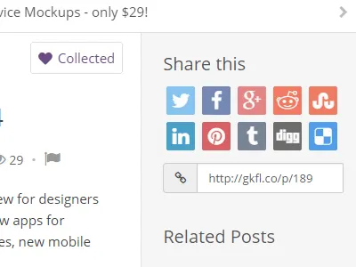 Social Sharing Buttons - Geekful designer developer dribbble follow geek geekful github google news share signup twitter