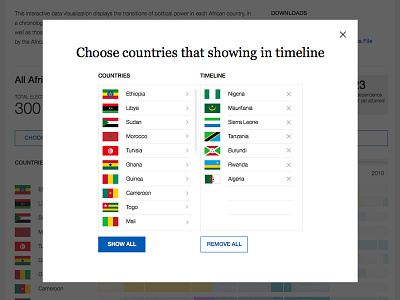 Choose Countries Pop up countries interaction interface popup ui ux
