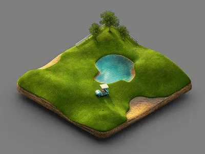 Golf Course cgi course golf grass icon illustration infographic isometric modo ortho photoshop