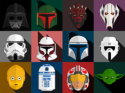 Star Wars set bobafett c3po clone darthmaul darthvader generalgrievous illustrator lukeskywalker r2d2 starwars stormtroopers yoda