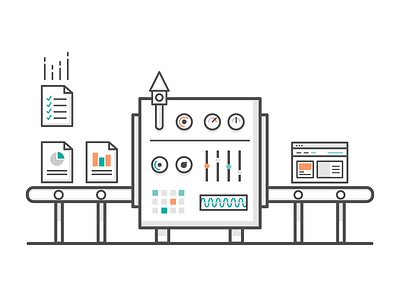 Machine buttons illustration industrial line machine minimal paper progress science simple stroke