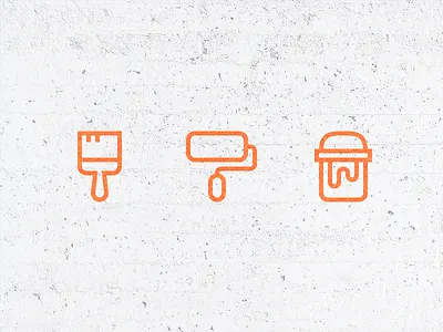 Re-Paint brush bucket icons justas outline outline icons paint roller