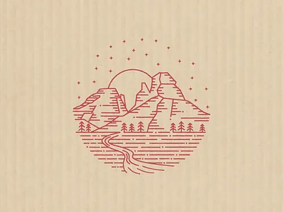 Indian Gardens Stamp illustration landscape stamp