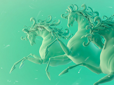 NY card 3d horse new year sculpt zbrush