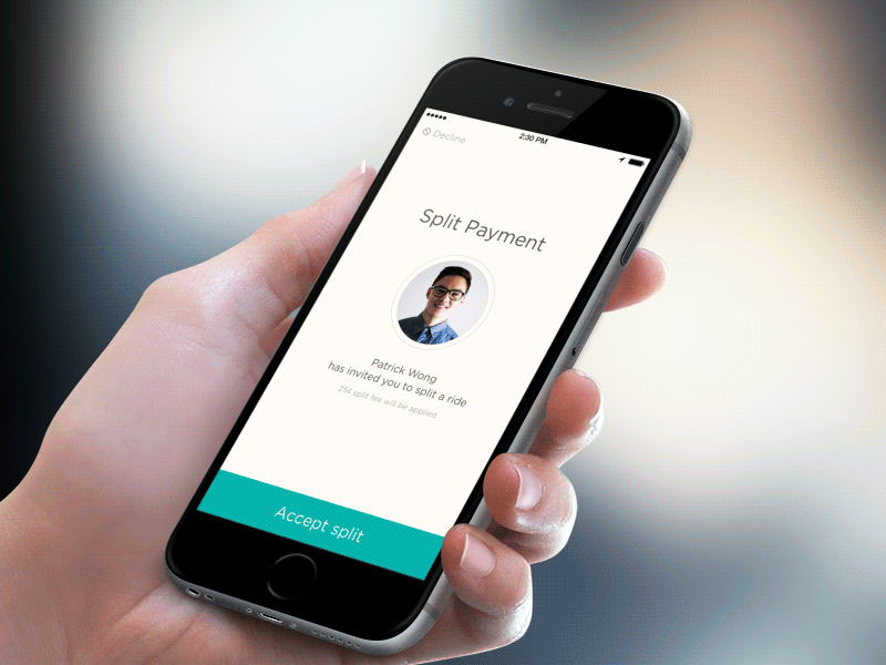 Split Payment animation fun lyft mobile split payment