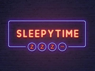 3:45PM bg brick neon sign sleepy time tired type