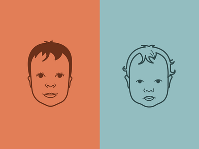 Baby faces baby boy faces girl kids outline vector