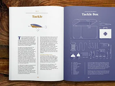 Fishing — Interior Spread fish fishing illustration infographic infographics layout photography print tackle typography