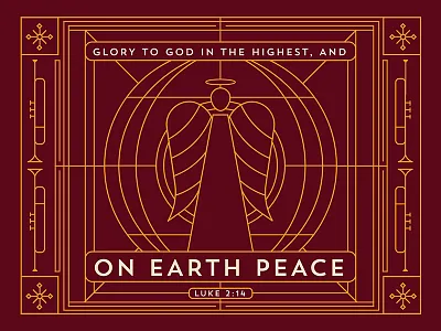 Luke 2:14 angel christmas globe gold josh warren line snowflake trumpet wings world