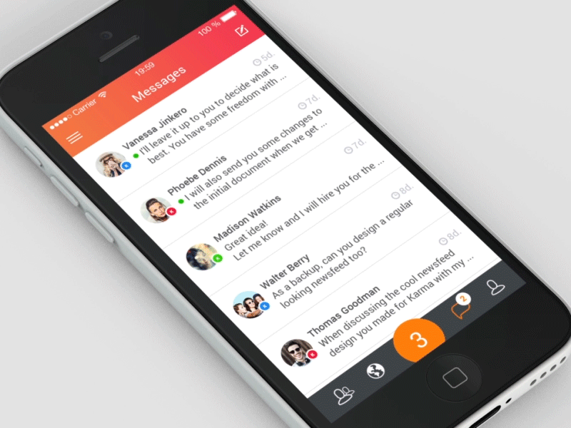 Inbox messages chat design flat inbox ios iphone message mobile send ui ux