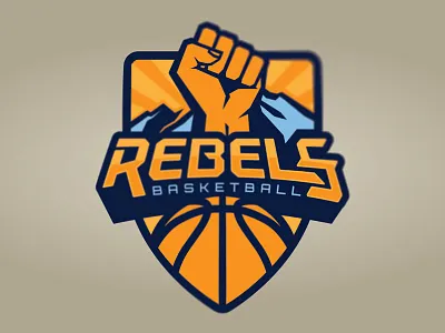 Rebel Basketball badge basketball design logo mountains power rebel sports typography
