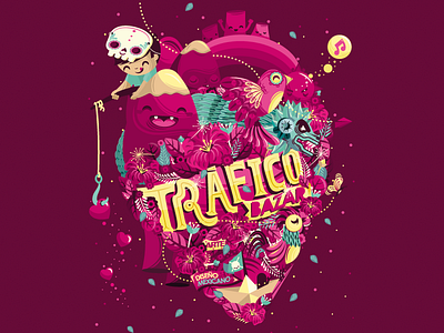 Cartel Tráfico color heart illustration metzican