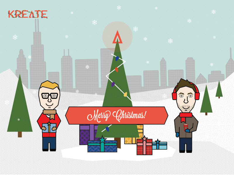 Kreate Holiday Card chicago christmas coffee design holiday card holidays kreate presents snow tree winter