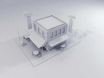 1960 Coffee Shop 3d 4d coffee debut design icon shading