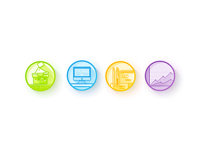 Icon set blue flat graphics green icons imac pink stylus yellow