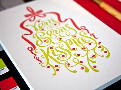 Letterpress Holiday Cards greeting cards lettering letterpress mistletoe process
