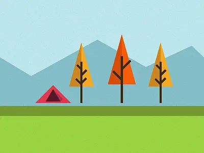 Campin camping illustration mountains outdoors shapes simple tent trees