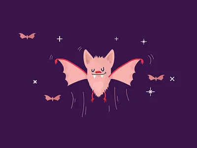 Pink Bat bat character christmas design flying illustration pink xmas