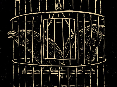 Crow detail bird cage grunge hand drawn illuminati illustration line occult secret society symbolism