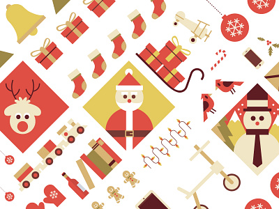 Christmas Card candy cane card christmas design flat graphic holidays illustration package print rudolf snowman