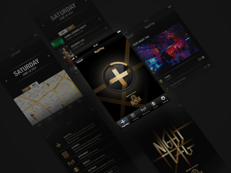 NightTag Mobile App android app button gif graphic design icon interface ipad iphone logo mobile ui