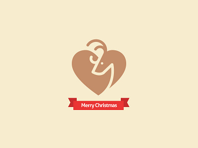 Deer Icon animal christmas deer design flat heart icon logo mark merry negative space winter