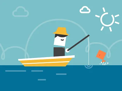 Fishing animation fishing flat motion sea tourist travel vector