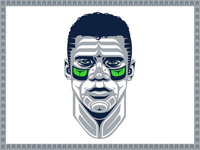 Russell Wilson football fraser davidson illustration neon green portrait poster russell wilson seahawks seattle vector