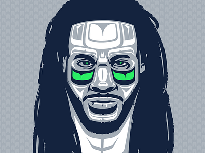 Richard Sherman art print football fraser davidson illustration neon green portrait poster richard sherman seahawks seattle vector