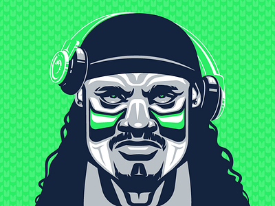 Marshawn Lynch art print football fraser davidson illustration marshawn lynch neon green portrait poster seahawks seattle vector