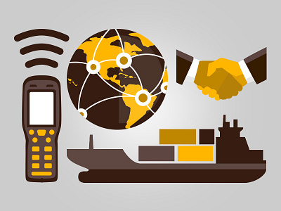 UPS Icons brown cargo ship diad globe handshake icon icon design iconography icons network ups yellow