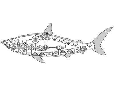 The Shark animal mechanical poster print shark