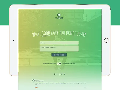 DoGood.to - Share your good deed do good dogood good green landing landing page timeline