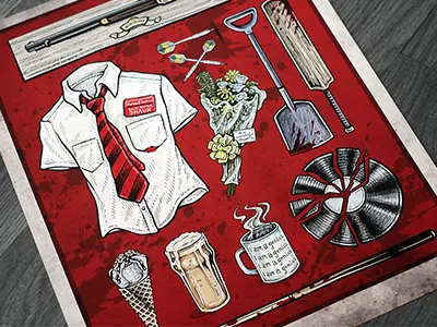 Shaun of the Dead - Illustration Series Poster edgar wright horror illustration movie prop shaun of the dead simon pegg spot illustration