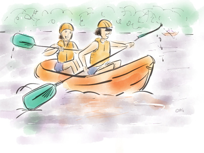 Diviertete Piraguismo illustration tourism watercolour web design