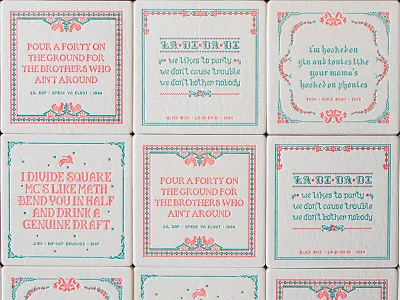 Rap Quote Coasters borders coaster cross stitch illustration letterpress quotes rap
