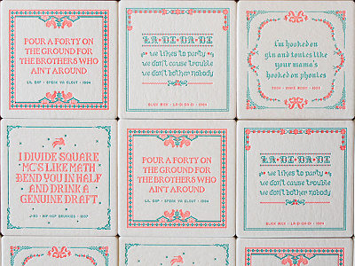 Rap Quote Coasters borders coaster cross stitch illustration letterpress quotes rap