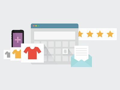 Ecommerce tools business commerce flat illustration online