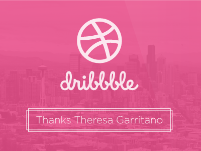 Dribbble Debut branding debut downtown dribbble pink seattle skyline space needle theresa garritano will rodenbough