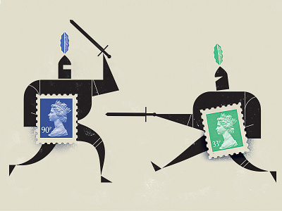 En Garde! armor fight illustration knights medieval stamp sword