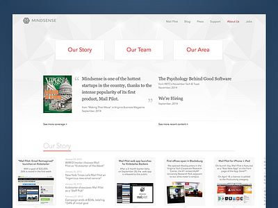 About Us Redesign about geometric mindsense page team timeline website