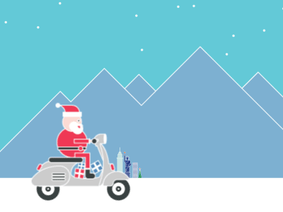 Christmas Tour 2d after effects animation building christmas city flat gif illustrator santa vector vespa