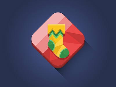 Classic Stocking christmas diamond flat holiday icon longshadow minimal stocking vector