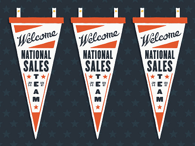 Welcome banner banner hand drawn illustration indatus louisville pennant robby davis sales script stars team welcome