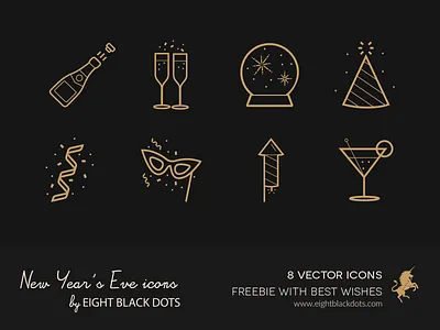 Free Icons for New Year's Eve from Ebdots download ebd eight blach dots free freebie icons new year set vector