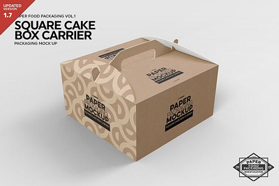 Square Cake Carrier Packaging Mockup burger box cake box carrier packaging mockup donut box food boxes gift box kraft kraft paper meal box noodle box packaging packaging mockup paper pillow box salad box snack box take away take out