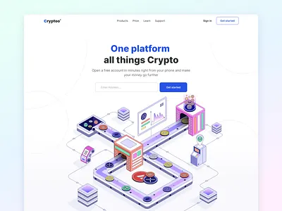 Crypto Landing page 3d art branding design graphic design illustration isometric logo man plants ui vector web illustrations