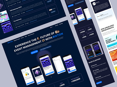 Onton event management landing page app course crypto event graphic design landingpage nft subscribe telegram ui web